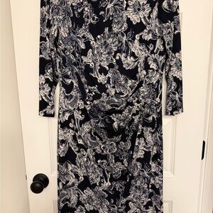 Jessica Howard Navy and White Long Sleeve Dress